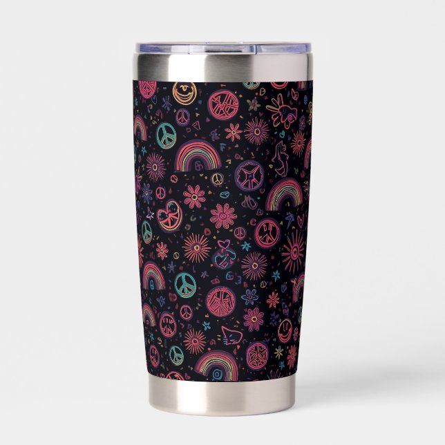 Groovy 70s Psychedelic Tumbler | Smiley Faces (Front)