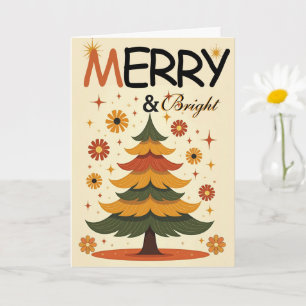 Groovy 70s Retro Christmas Tree Holiday Greeting Card