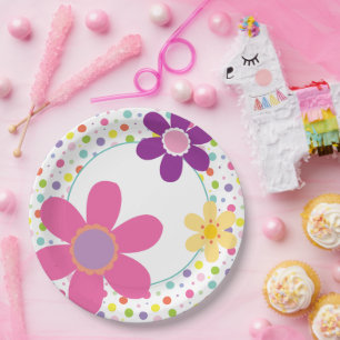 Groovy 70s Retro Daisy Flower Paper Plate