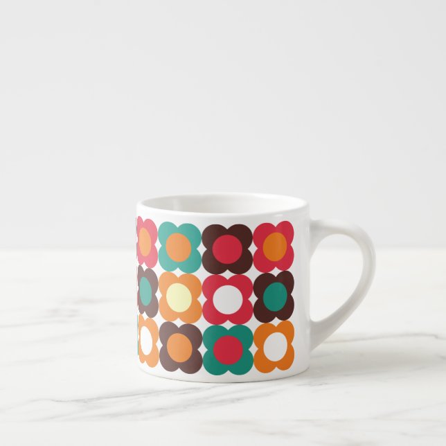 Groovy 70s Retro Flower Pattern | Bold Boho Floral Espresso Cup (Right)