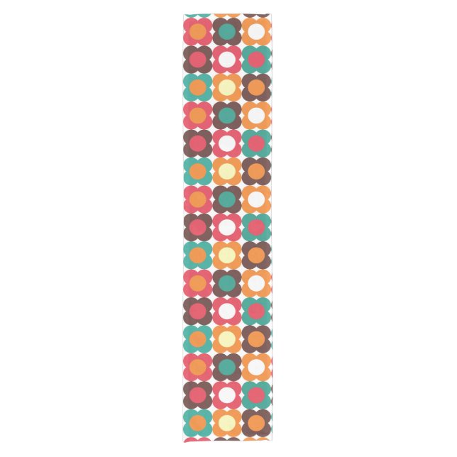Groovy 70s Retro Flower Pattern | Bold Boho Floral Short Table Runner (Front)