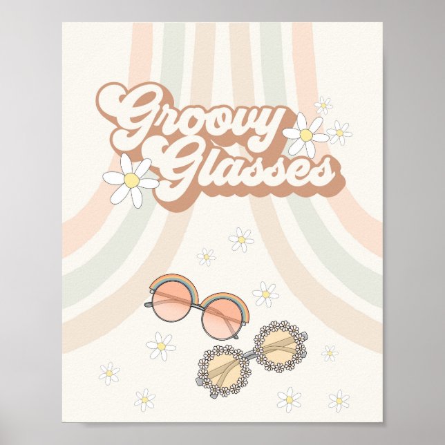 groovy 70s retro groovy glasses favour sign (Front)