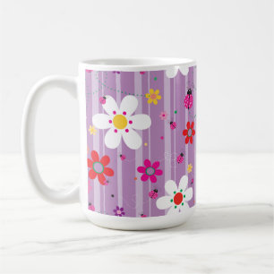 Groovy 70s Retro Hippie Flower Power Ladybug Coffee Mug