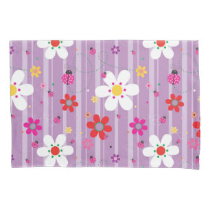 Groovy 70s Retro Hippie Flower Power Ladybug Pillowcase