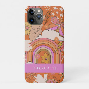 Groovy 70s Retro Hippie Peace Orange Bohemian Case-Mate iPhone Case