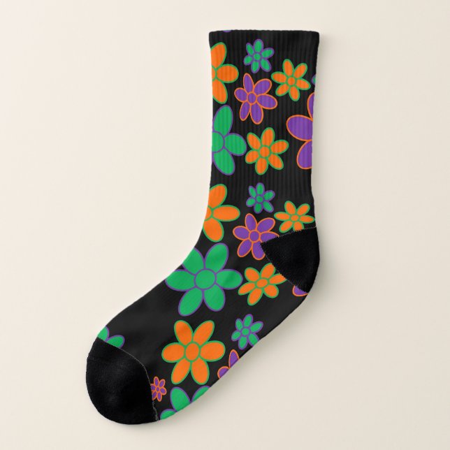 Groovy 70s Style All Over Print Sock Socks (Left Outside)