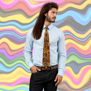 Groovy 70's style hippy retro Mustard, burnt orang Tie