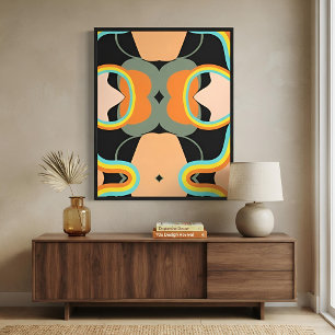 Groovy 70s Style Vibrant Retro Abstract Canvas Print