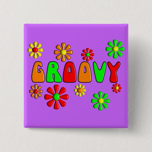 Groovy 70's T-Shirts and Gifts 15 Cm Square Badge (Front)