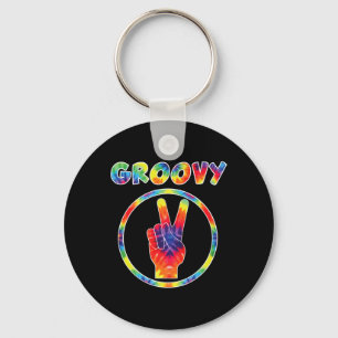 Groovy 70's Tie Dye - Vintage Tee For Retro Party Key Ring