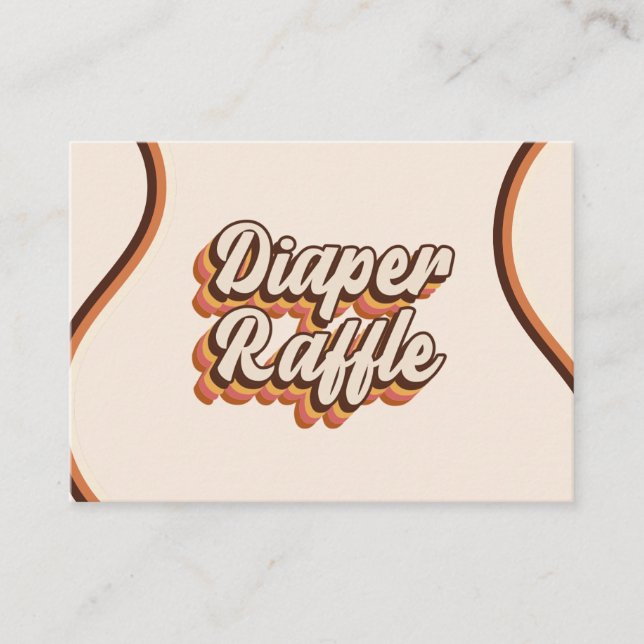 Groovy 70s Typography Retro Rainbow Diaper Raffle  Enclosure Card (Front)