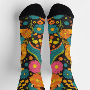 Groovy 70s Vibes Retro Pattern Socks