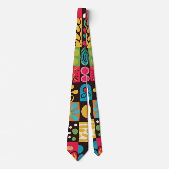 Groovy 70s Vibes Retro Pattern  Tie (Front)