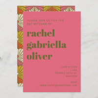 Groovy 70s Vintage Pink Green Floral Bat Mitzvah