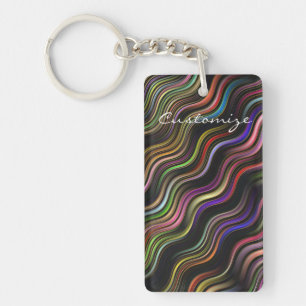 Groovy 70's wavy hippie psychedelic key ring