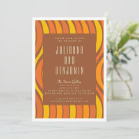 Groovy 70s Wavy Lines Orange and Brown Wedding