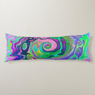Groovy Abstract Aqua and Navy Lava Swirl Body Cushion