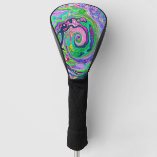 Groovy Abstract Aqua and Navy Lava Swirl Golf Head Cover