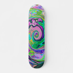Groovy Abstract Aqua and Navy Lava Swirl Skateboard