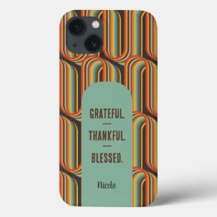 Groovy Abstract Grateful Thankful Blessed iPhone 13 Case
