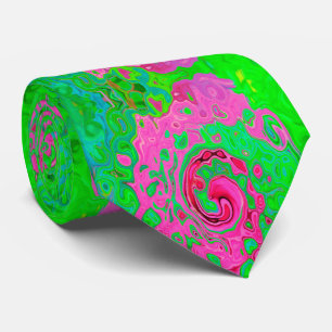 Groovy Abstract Green and Red Lava Liquid Swirl Tie