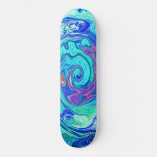 Groovy Abstract Ocean Blue and Green Liquid Swirl Skateboard