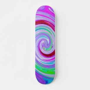 Groovy Abstract Red Swirl on Purple and Pink Skateboard