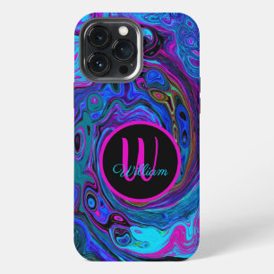 Groovy Abstract Retro Blue and Purple Swirl iPhone 13 Pro Max Case