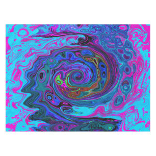Groovy Abstract Retro Blue and Purple Swirl Tablecloth