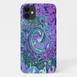 Groovy Abstract Retro Green and Purple Swirl Case-Mate iPhone Case