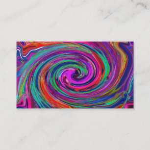 Groovy Abstract Retro Magenta Dark Rainbow Swirl Business Card