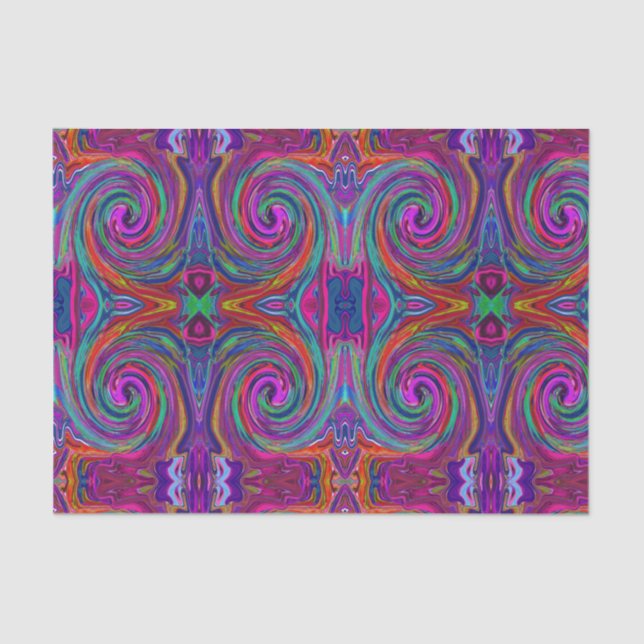 Groovy Abstract Retro Magenta Dark Rainbow Swirl Tissue Paper (Front)