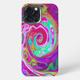 Groovy Abstract Retro Magenta Rainbow Swirl iPhone 13 Pro Max Case