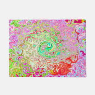 Groovy Abstract Retro Pastel Green Liquid Swirl Doormat