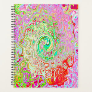 Groovy Abstract Retro Pastel Green Liquid Swirl Planner