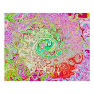 Groovy Abstract Retro Pastel Green Liquid Swirl Poster