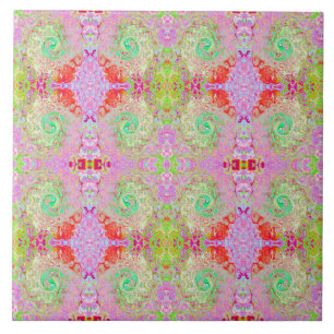 Groovy Abstract Retro Pastel Green Liquid Swirl Tile