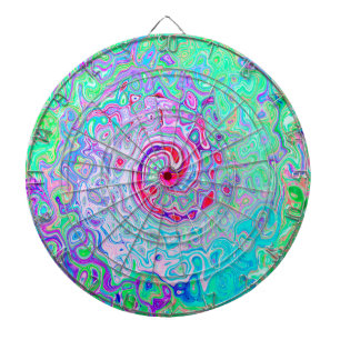 Groovy Abstract Retro Pink and Green Swirl Dartboard