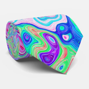 Groovy Abstract Retro Pink and Green Swirl Tie