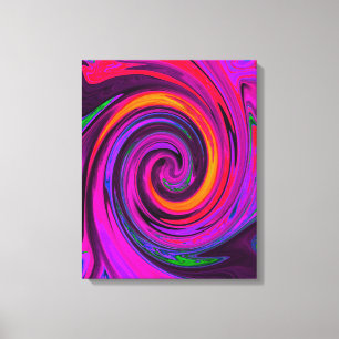 Groovy Abstract Retro Purple and Orange Swirl Canvas Print