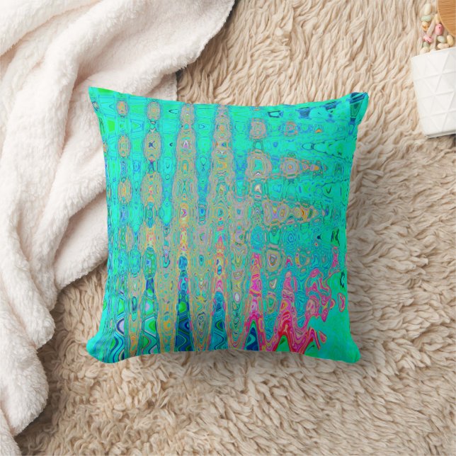Groovy Abstract Retro Rainbow Atomic Waves Cushion (Blanket)