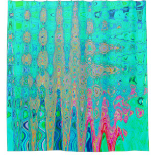 Groovy Abstract Retro Rainbow Atomic Waves Shower Curtain
