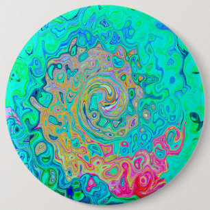 Groovy Abstract Retro Rainbow Liquid Swirl 6 Cm Round Badge
