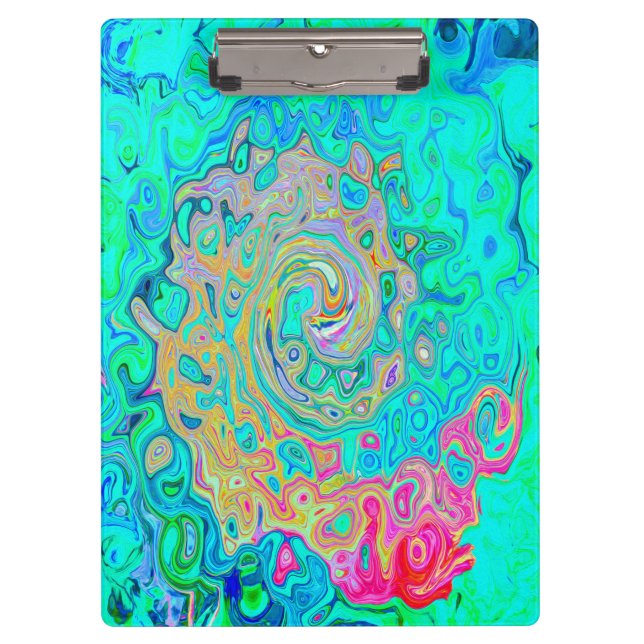 Groovy Abstract Retro Rainbow Liquid Swirl Clipboard (Front)