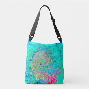 Groovy Abstract Retro Rainbow Liquid Swirl Crossbody Bag