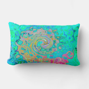 Groovy Abstract Retro Rainbow Liquid Swirl Lumbar Cushion