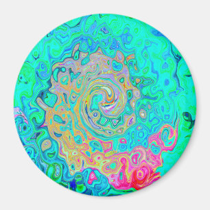 Groovy Abstract Retro Rainbow Liquid Swirl Magnet
