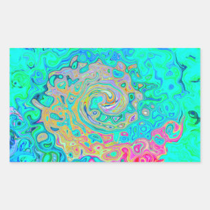 Groovy Abstract Retro Rainbow Liquid Swirl Rectangular Sticker