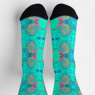 Groovy Abstract Retro Rainbow Liquid Swirl Socks
