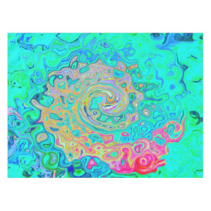 Groovy Abstract Retro Rainbow Liquid Swirl Tablecloth